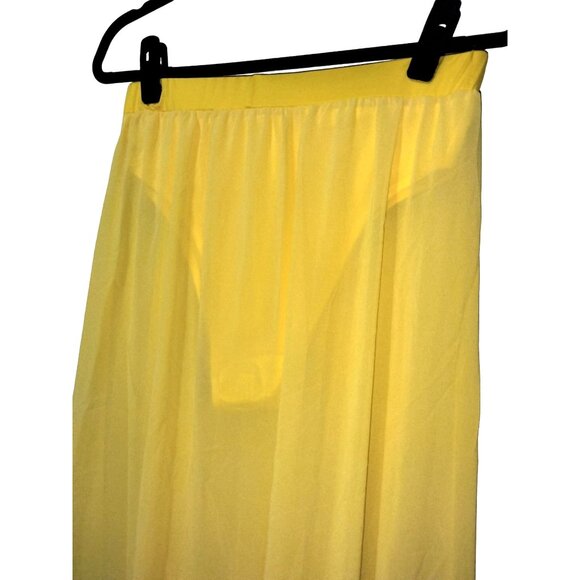 Yellow Elastic Waist Split Maxi Skirt Swim Bottom Size XL - Picture 9 of 11